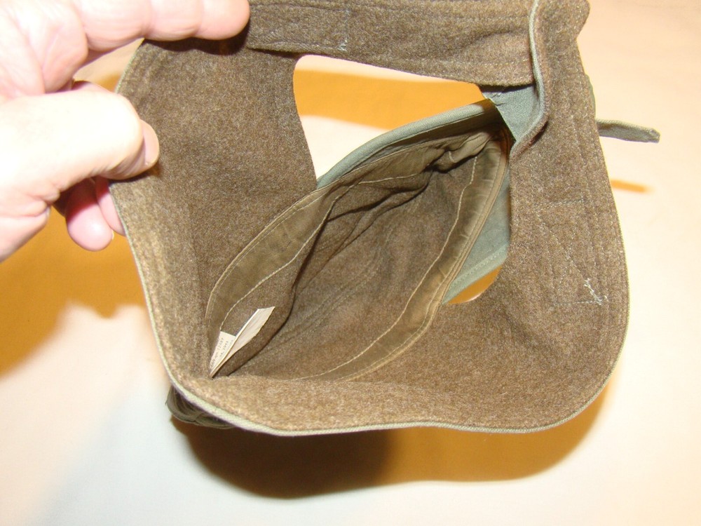 Vtg 1941 WWII Bomber Hat US ARMY Green WOOL LINED Cotton Shell EAR & Chin Flap
