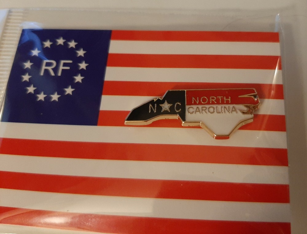North Carolina State Flag Map Lapel Pin