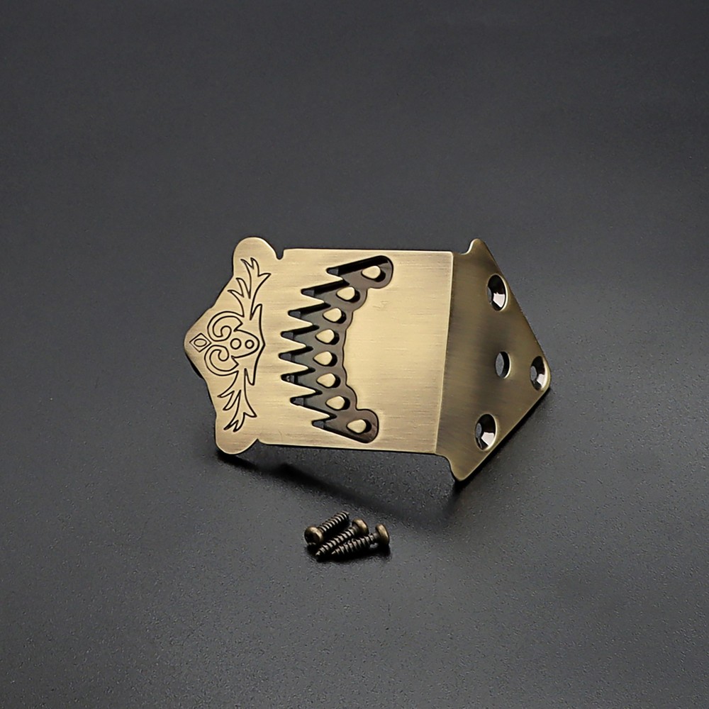 8 String Mandolin Tailpiece Feather Pattern Metal Bronze Mandolin Repair Part