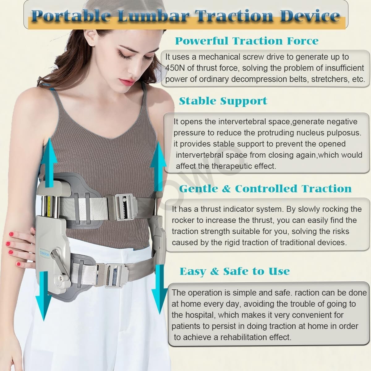 Lumbar Traction Device Decompression Belt Back Stretcher Spinal Pain Relief