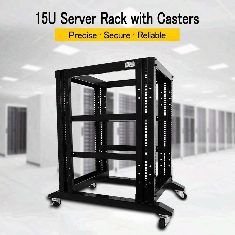 15U 4-Post 19" IT Server Network Audio Data Rack Open Frame 600mm