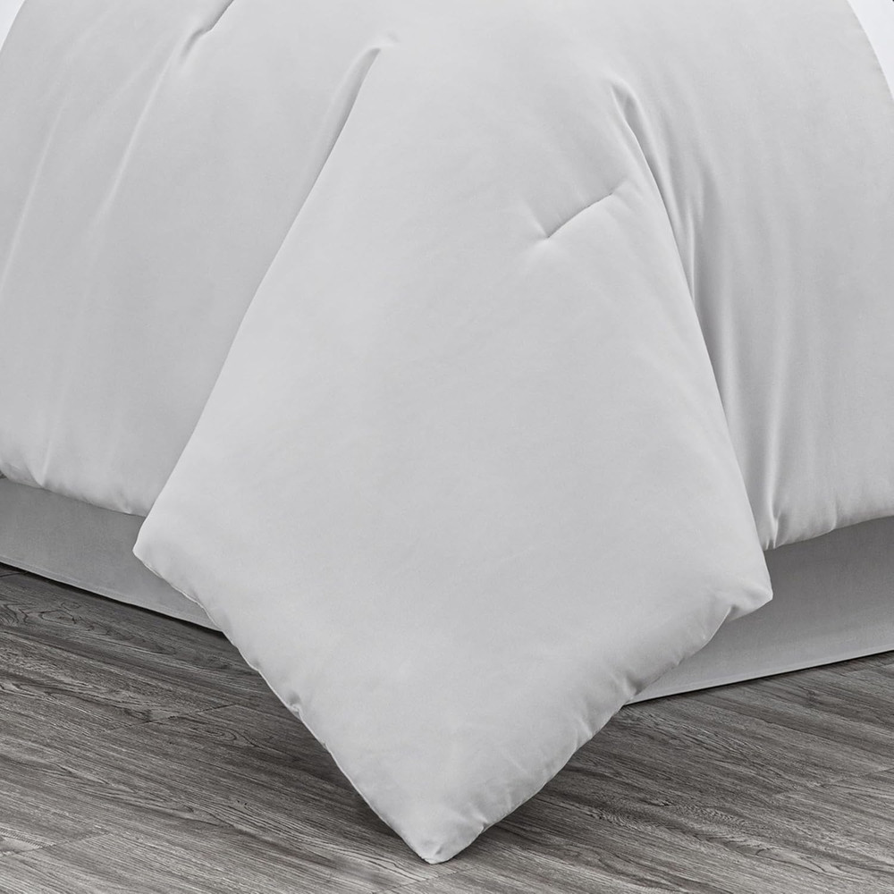 Upland 7-Piece Quilted Patchwork Comforter Set, Black/Gray/Light Gray, Queen