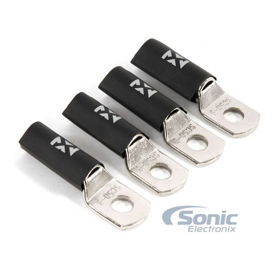 NVX XRTC4 4 Gauge Solid Copper Ring Terminals with Shrink Tubing (4 Pack)