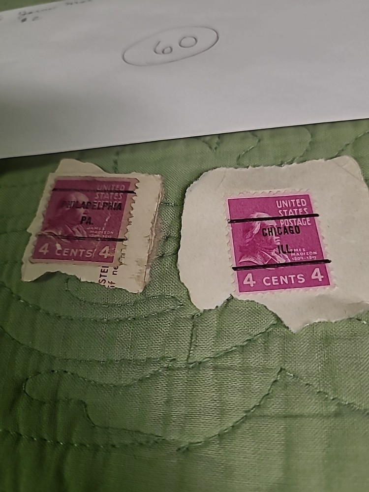 TWO JOHN ADAMS STAMPS (ENVELOPE 60)