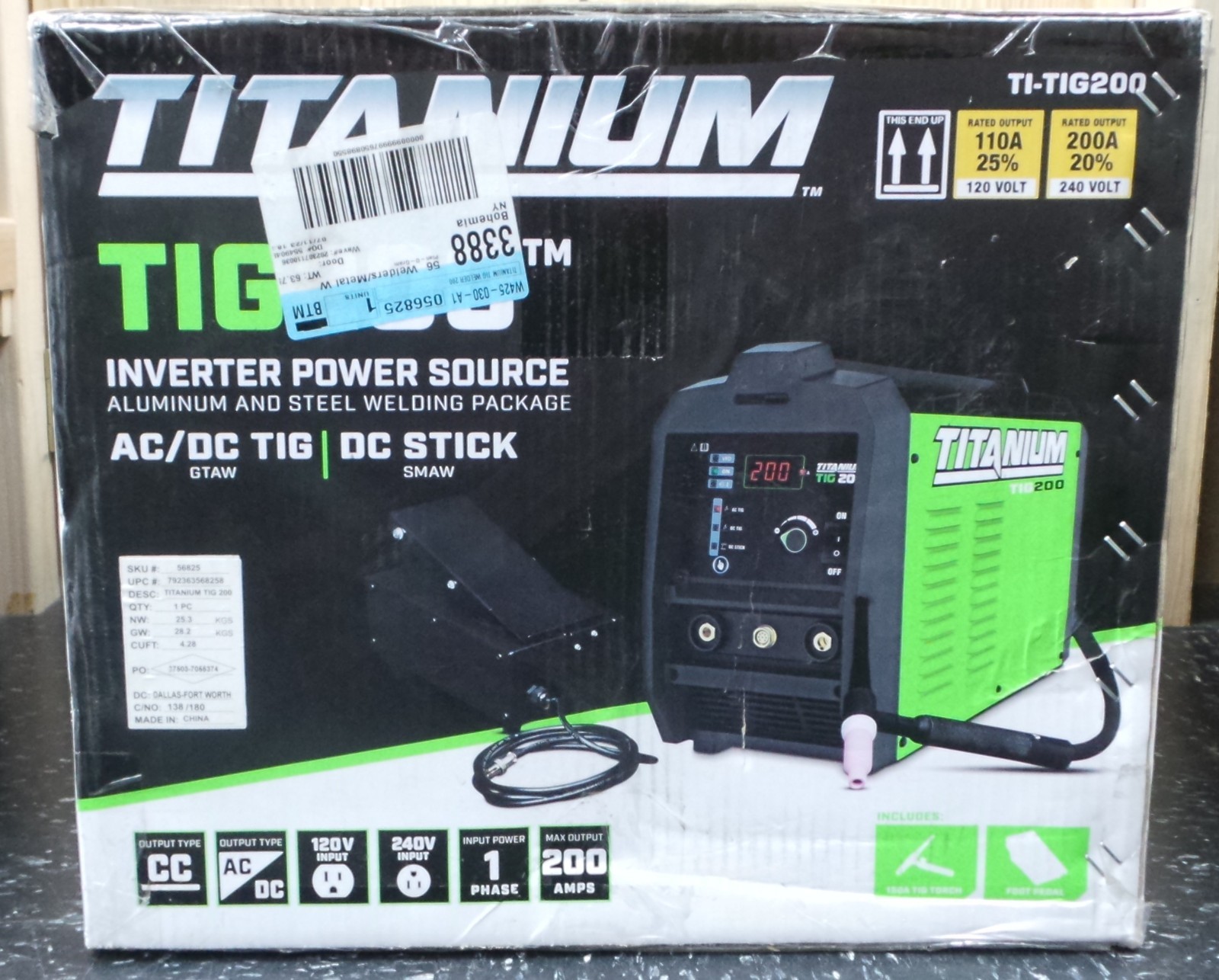TITANIUM TI-TIG200 Professional AC/DC TIG Welder 120V or 240V Input -56825 - NEW