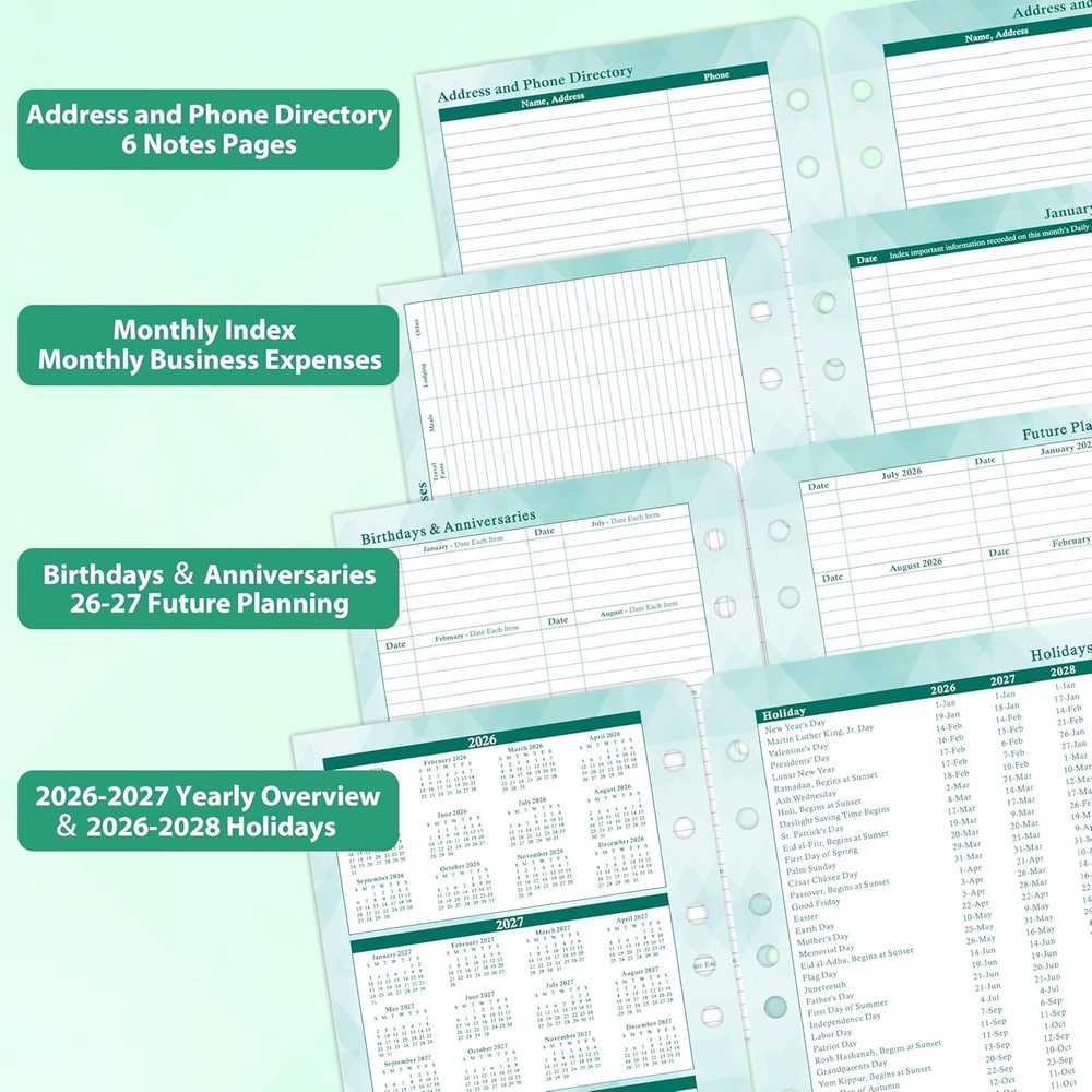 Comprehensive Daily Planner Refills 2026-2027: Task Lists & Notes Included