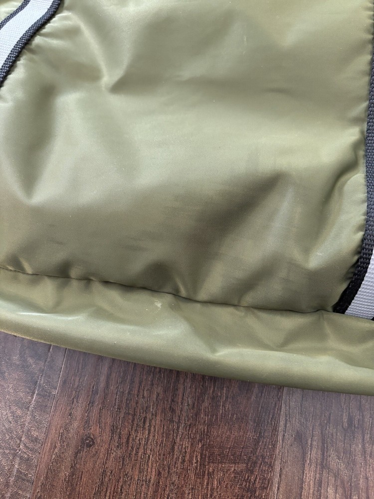 The ANDI Studio Backpack Drawstring Gym Bag Reflective Trim /Olive Green /Orange