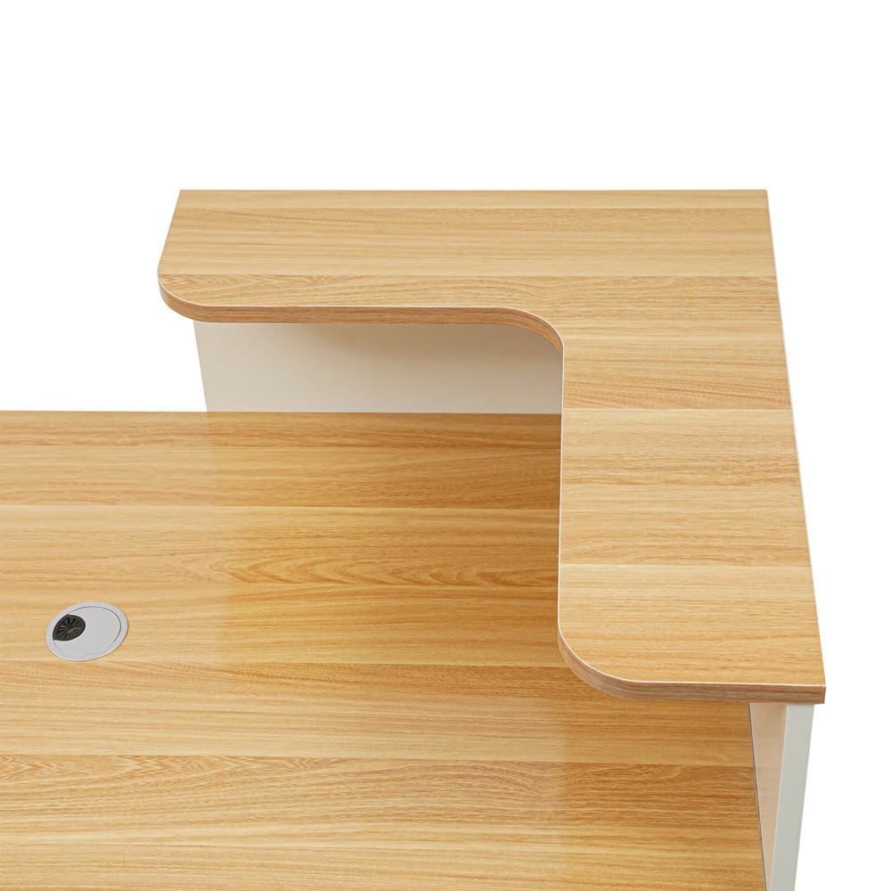 Commercial Reception Desk with LED Lights and Ample Storage Space