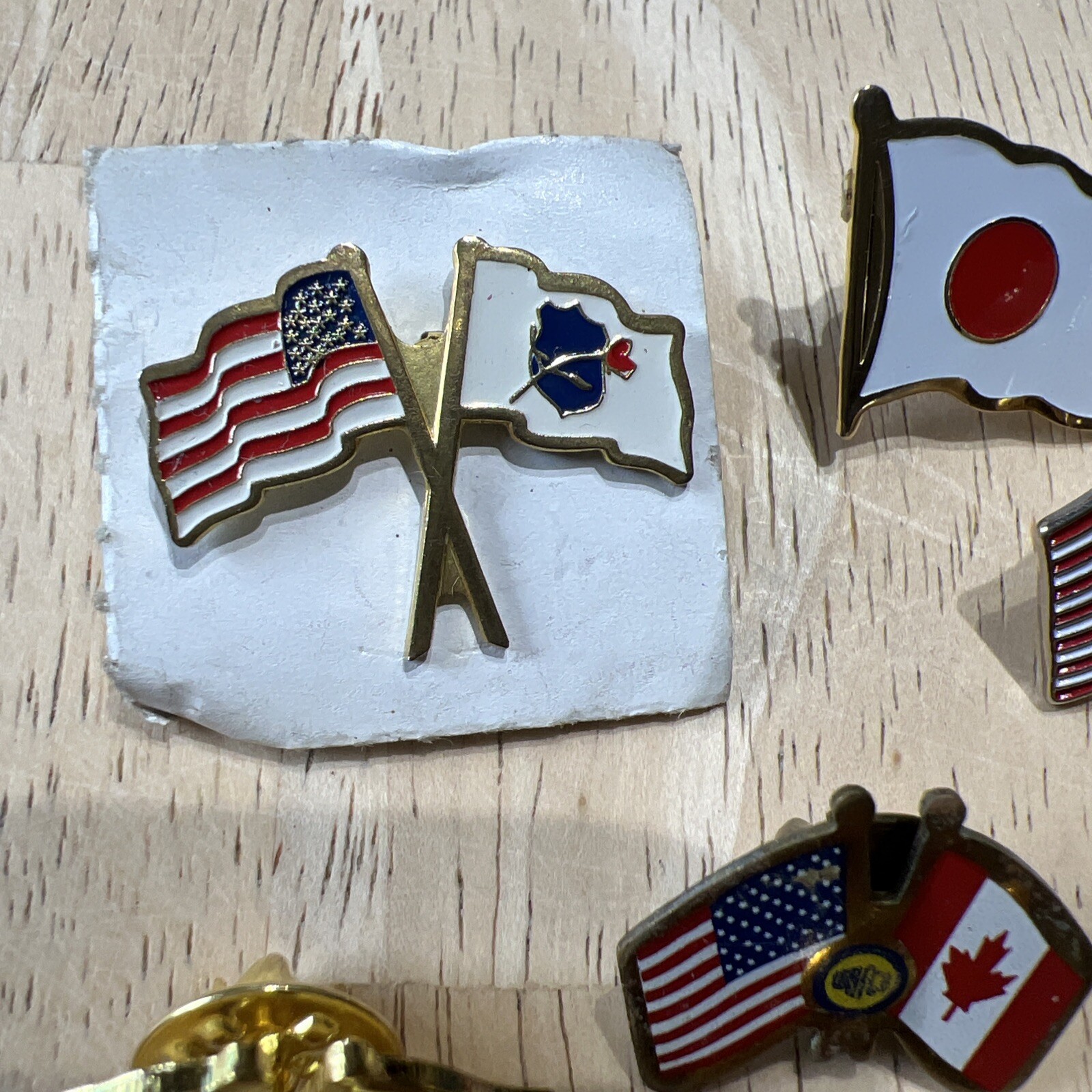 Lot Of 10 Vintage Country Flag Pinbacks