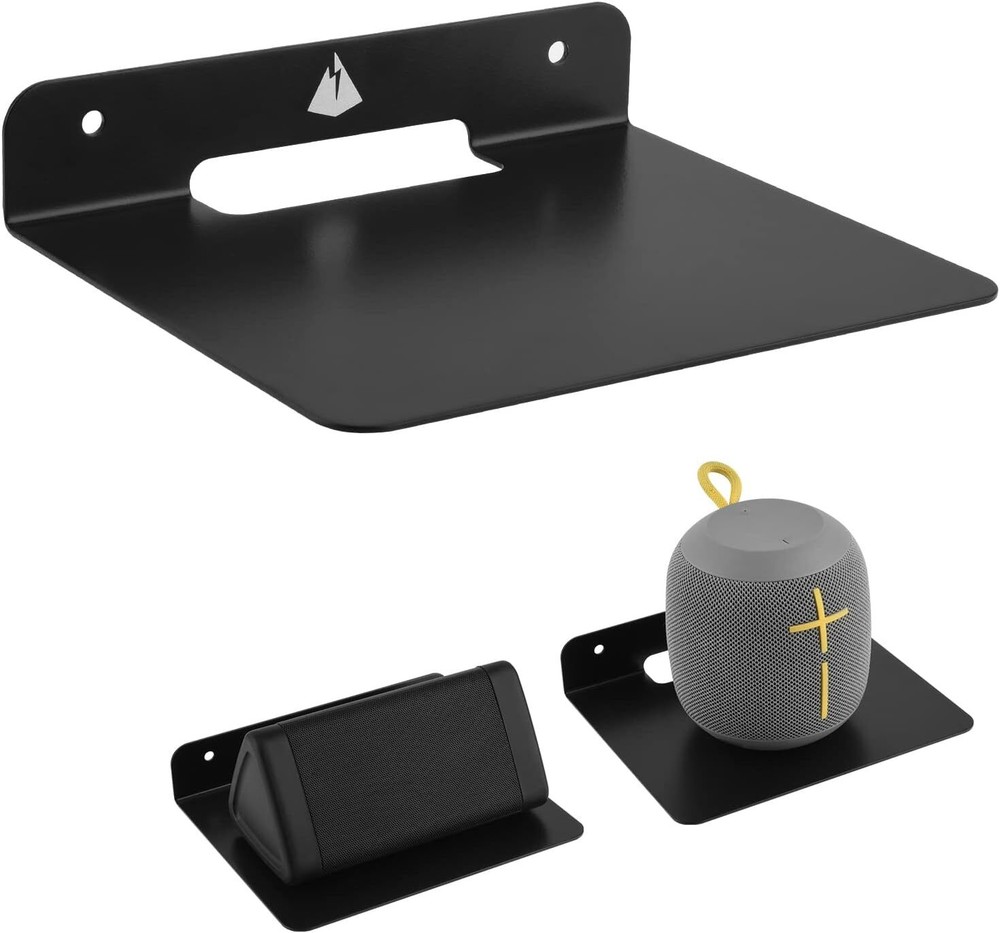 TXEsign Small Floating Shelf Speaker Shelf, 6 inch Wall Black