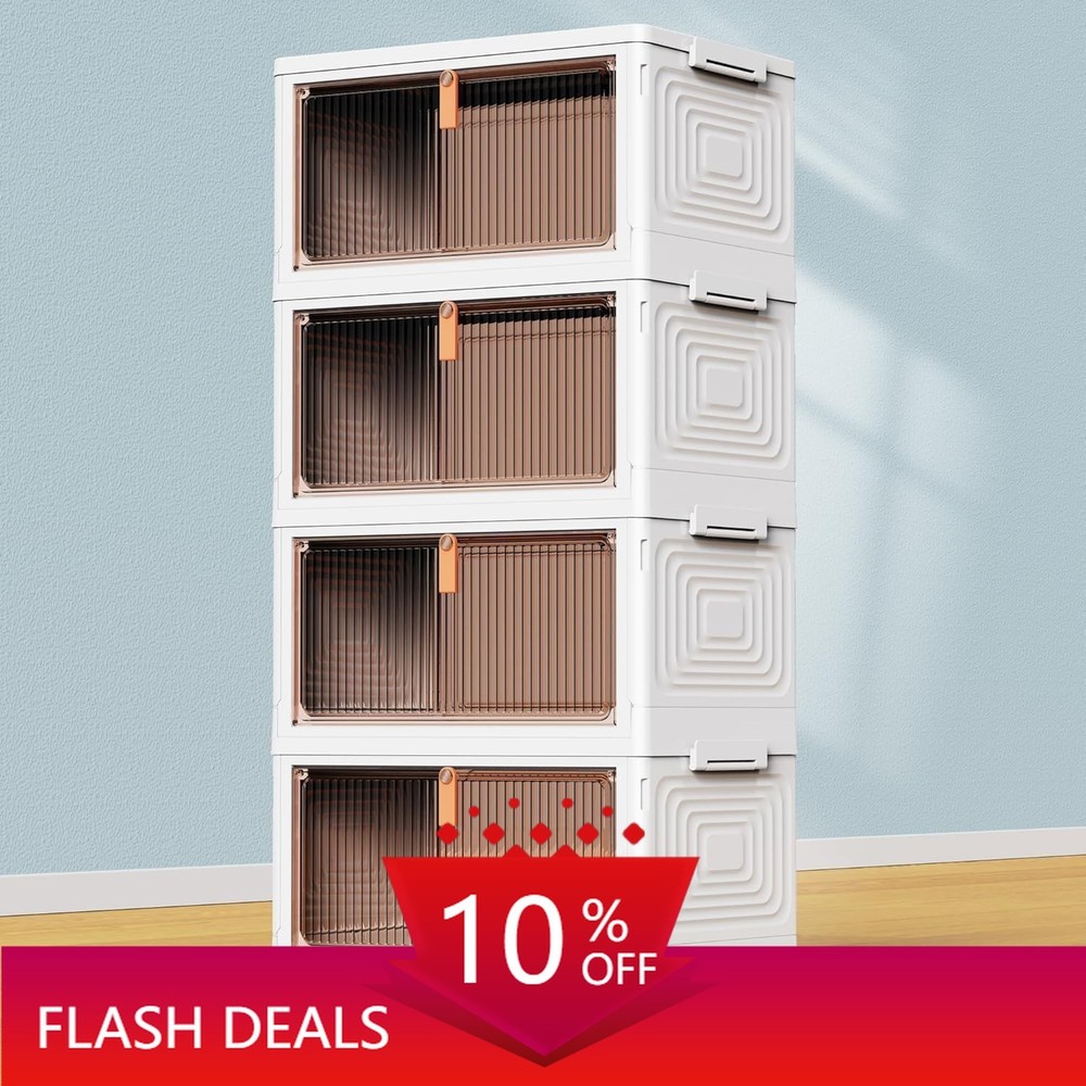 NEW.Four-Tier Plastic Storage Bin with Lid (23-Quart Capacity)