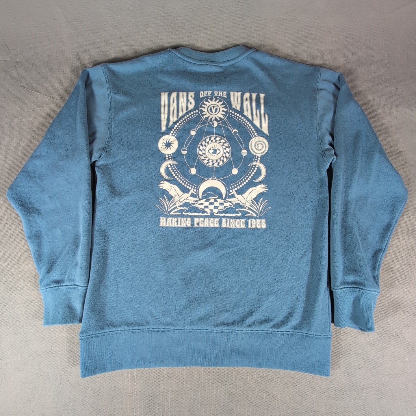 Vans Off The Wall Crew Neck Sweater Baby Blue Unisex - Small