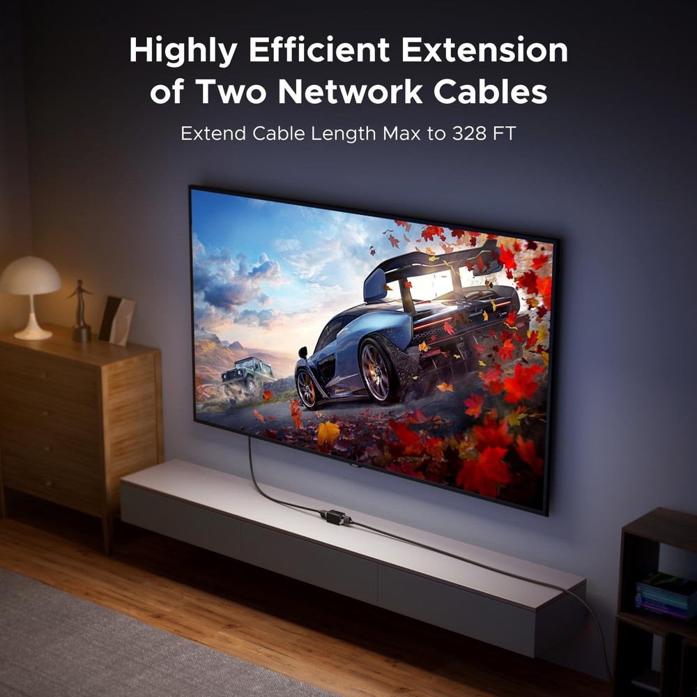 UGREEN Ethernet Extender 10Gbps,2 Pack Coupler with PoE Black