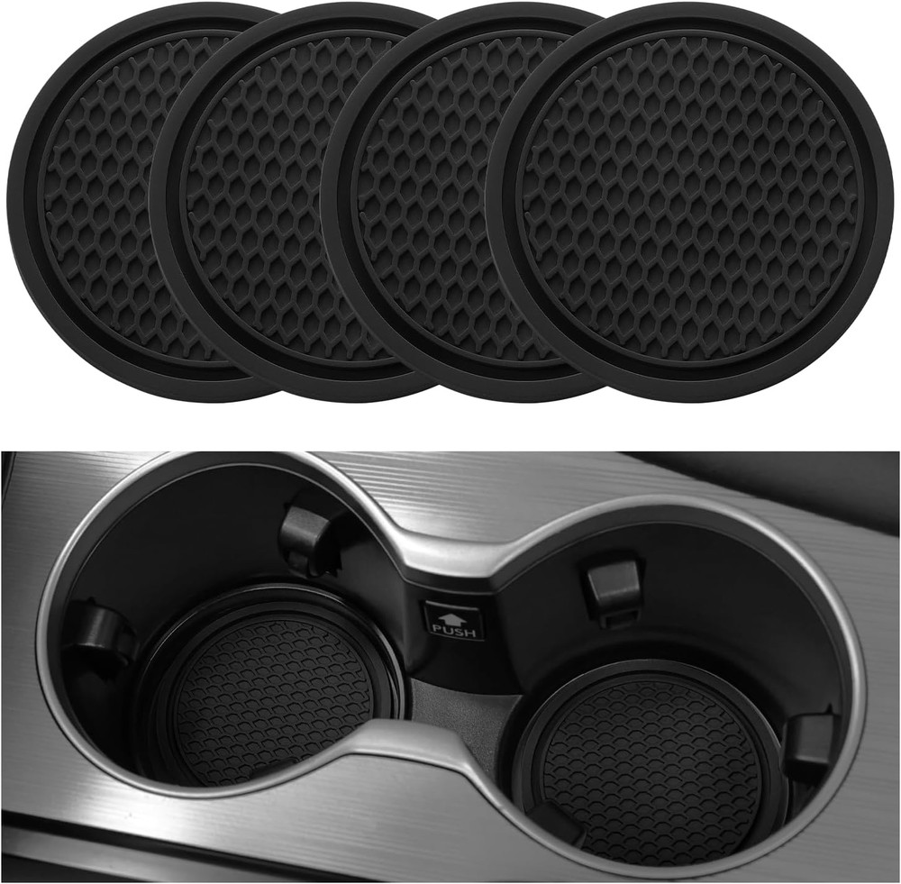 4Pcs Car Cup Holder Coasters Universal Non Slip Insert Auto Interior Black
