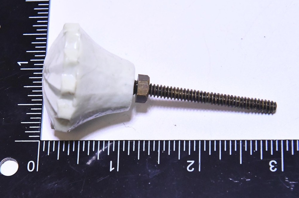 4 VINTAGE WHITE GLASS DRAWER PULLS KNOBS