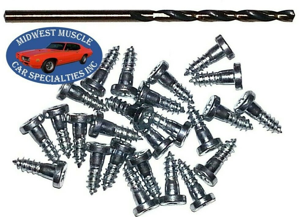 GM Chevy Window Trim Clip Molding Pin Stud Screw In Stud Studs & Drill Bit 25pcs