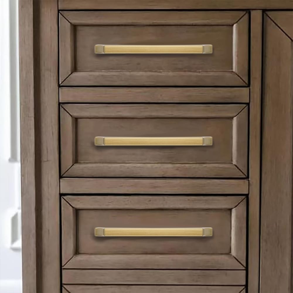 3-Pack 12 Inch Square Brushed Gold Appliance Cabinet Pulls, Solid Satin Gold ...