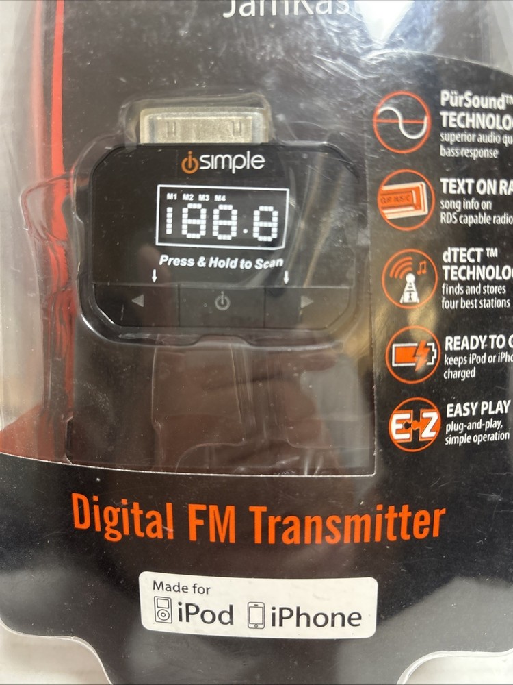 iSimple JamKast iP ISFM72 Digital FM Transmitter iPod / iPhone USB Charger