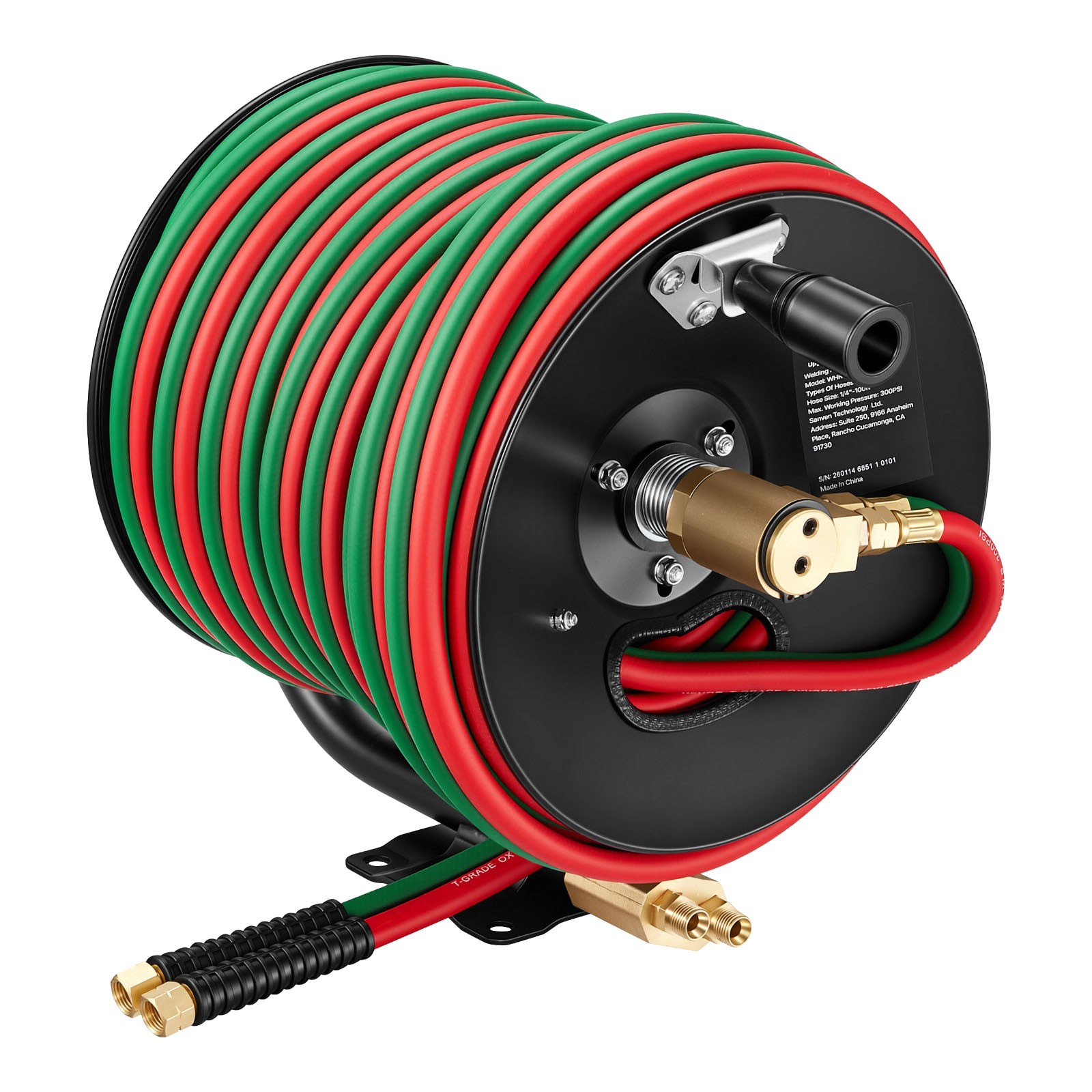 Uimoso Retractable Hand Crank Welding Hose Reel with 1/4" x 100FT Hose