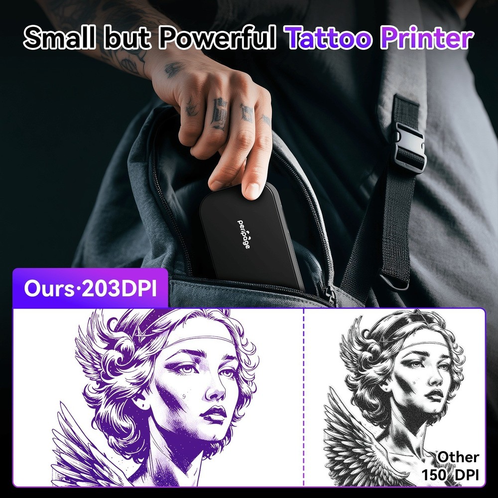 PeriPage P92 Wireless Thermal Tattoo Stencil Printer Bluetooth Portable A4