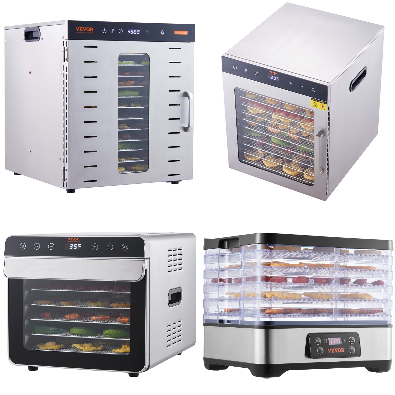 5/6/10/12 Trays Food Dehydrator Machine Fruit Jerky Drying Adjustable Time