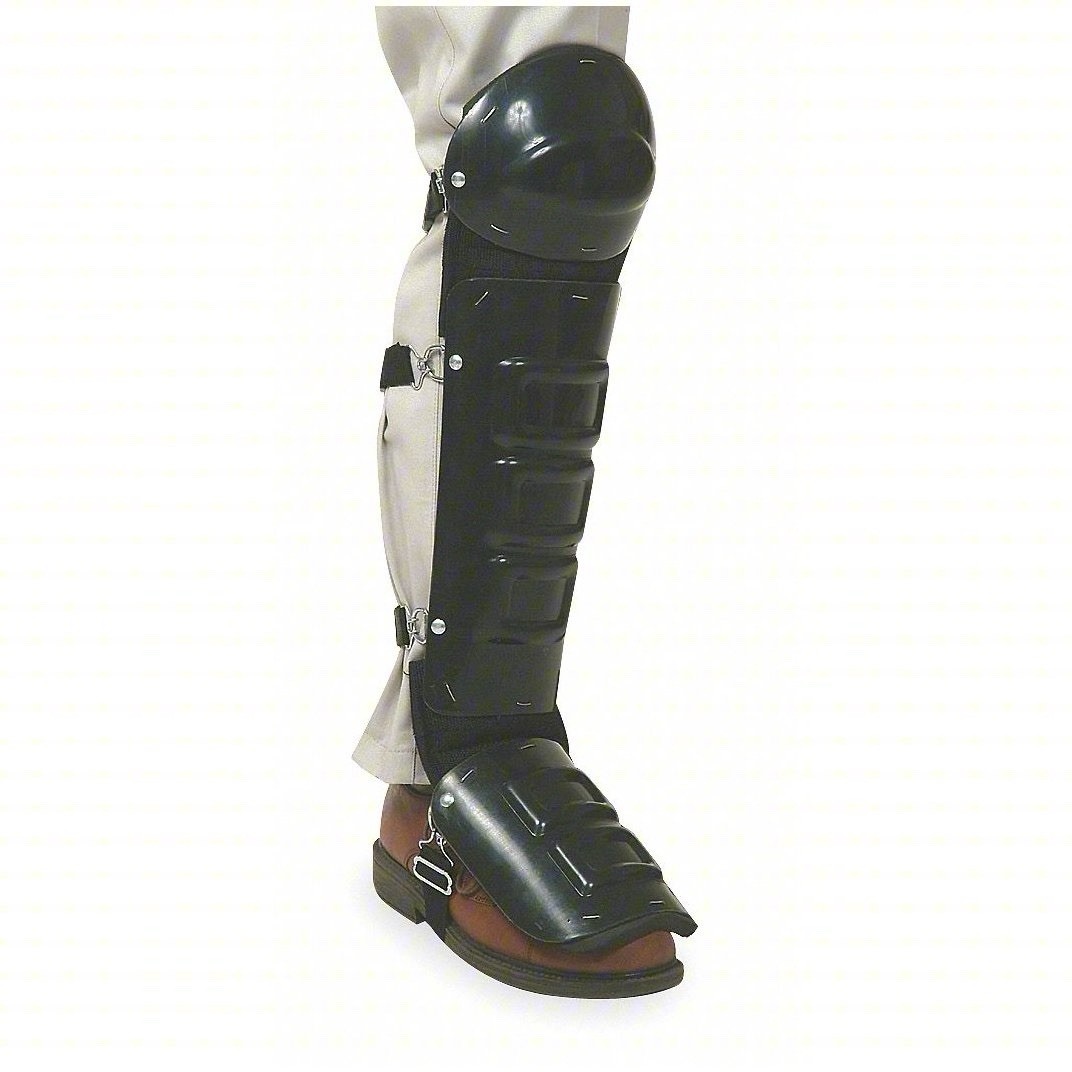Universal 5T459A Unisex Black Plastic Knee and Shin Guard (One Pair)