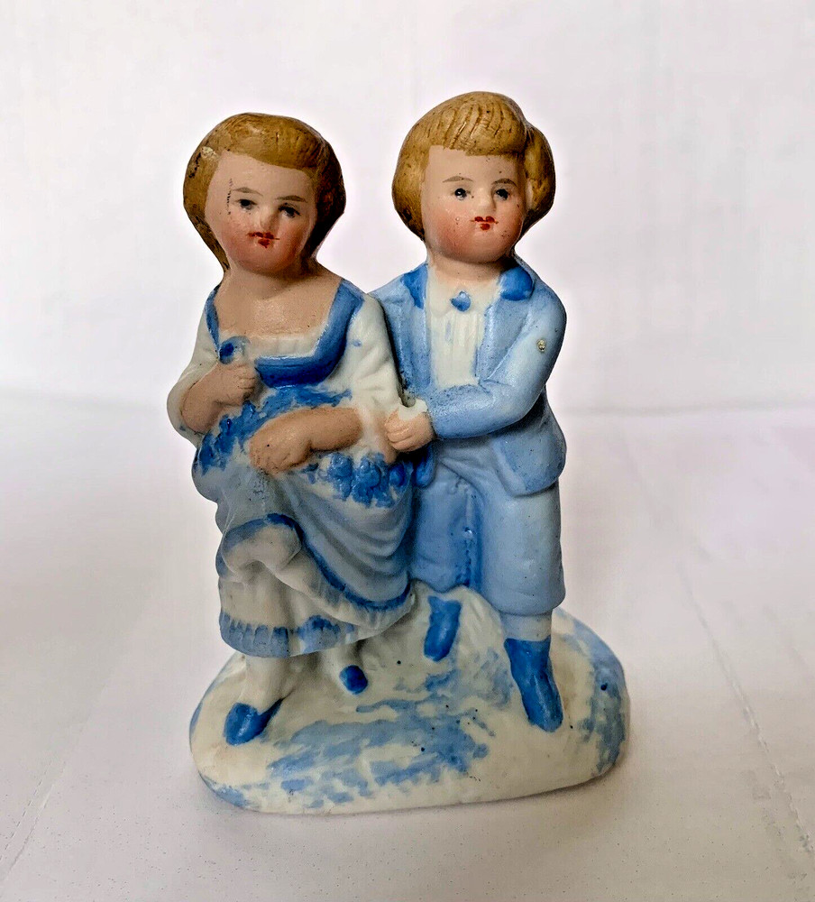 Bisque Toothpick Holder Colonial Couple Tree Stump Unbranded Personal Note