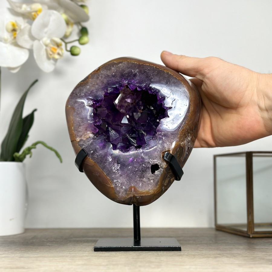 Natural Amethyst Geode with Agate Shell. MWS2431