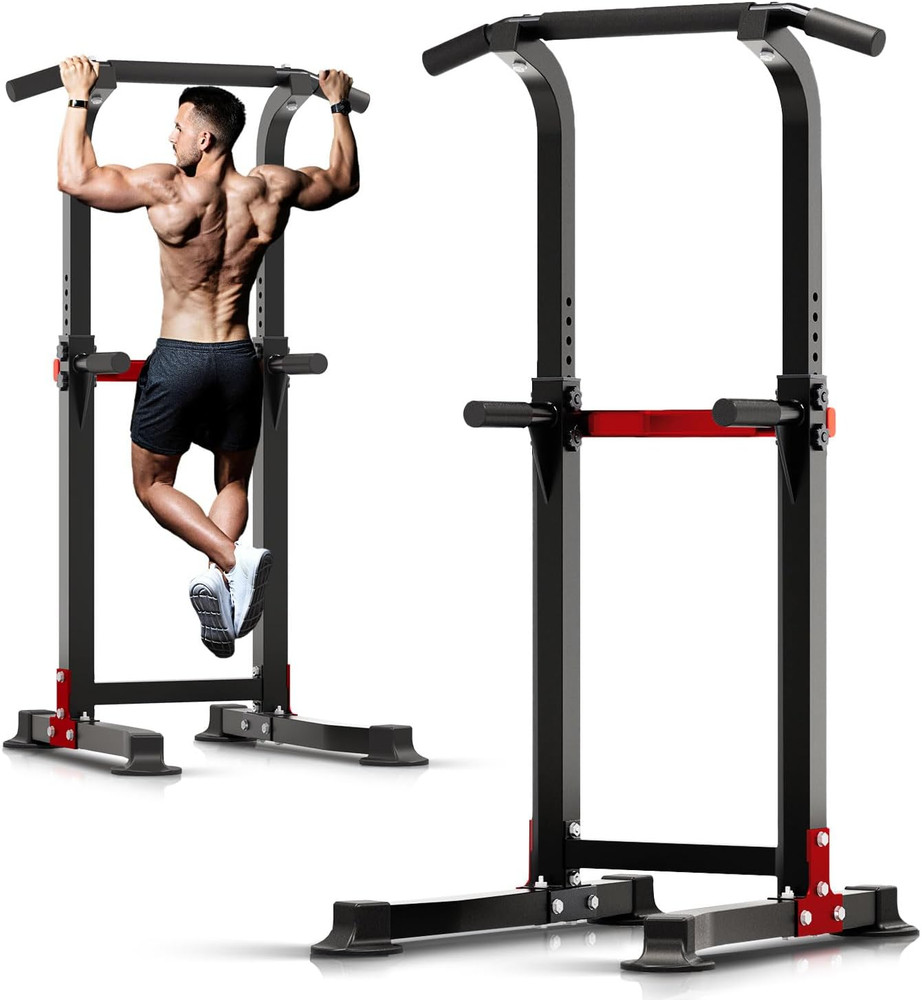 Pull up Bar Dip Bar Squat Rack Workout Dip Station Height Adjustable Free Standi