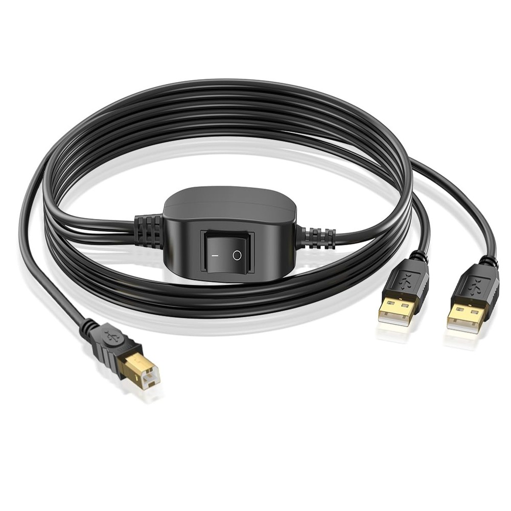 Printer Cable Splitter for Two Computers USB 1 in 2 Individual