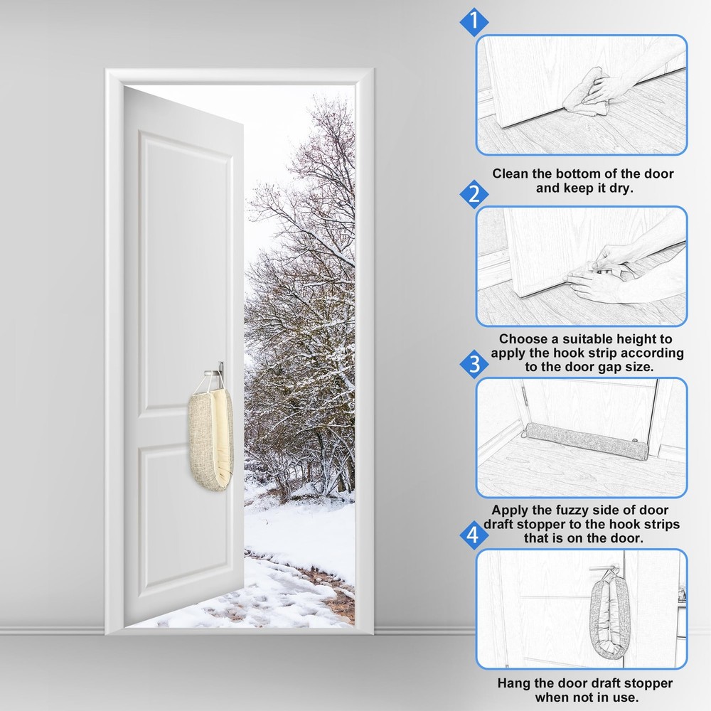 30"Weighted Under Door Draft Stopper -Triangular Blocker with Hook Loops