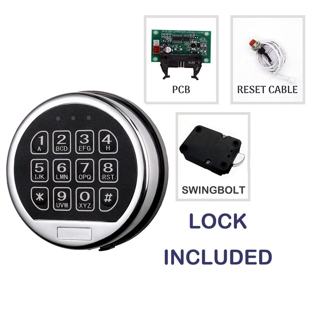 Gun Safe Lock Replacement Chrome Keypad Electronic Safe Lock With Swing Bolt