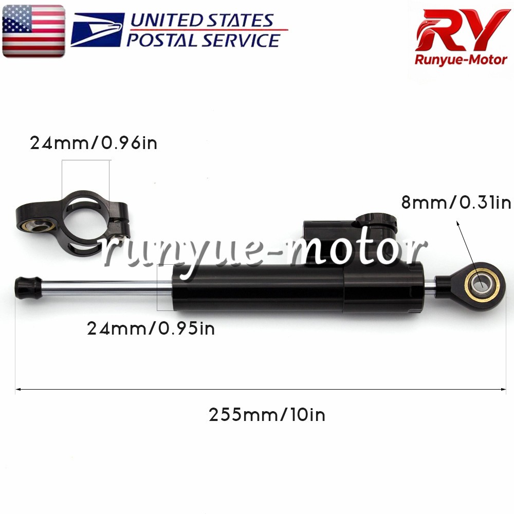255mm Adjustable Motorcycle Steering Damper Stabilizer Linear Control Universal