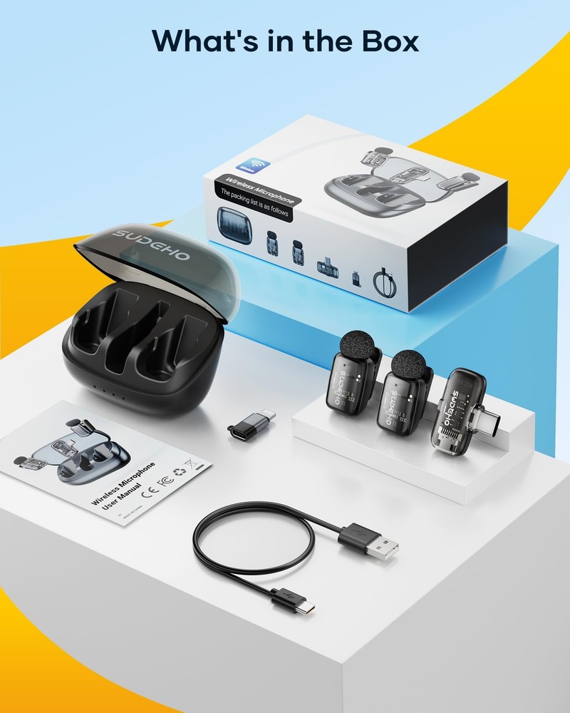 Wireless Mini Lavalier Microphones for iPhone iPad Android with Charging Case...