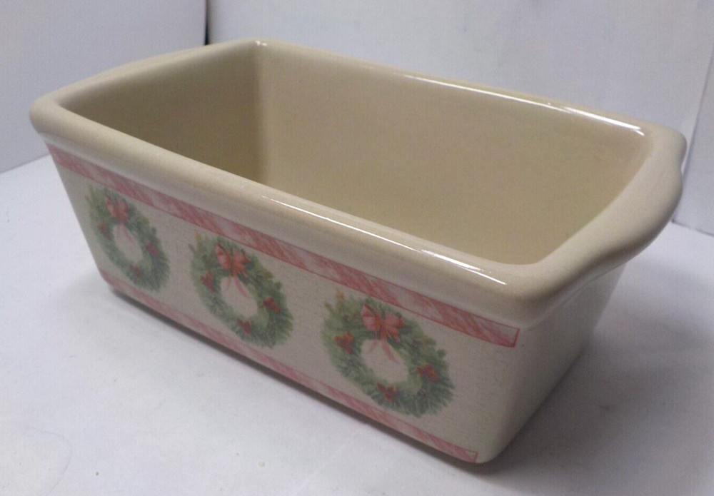 Nantucket Stoneware Ceramic Baking Dish Loaf Pan Mini Bread Small