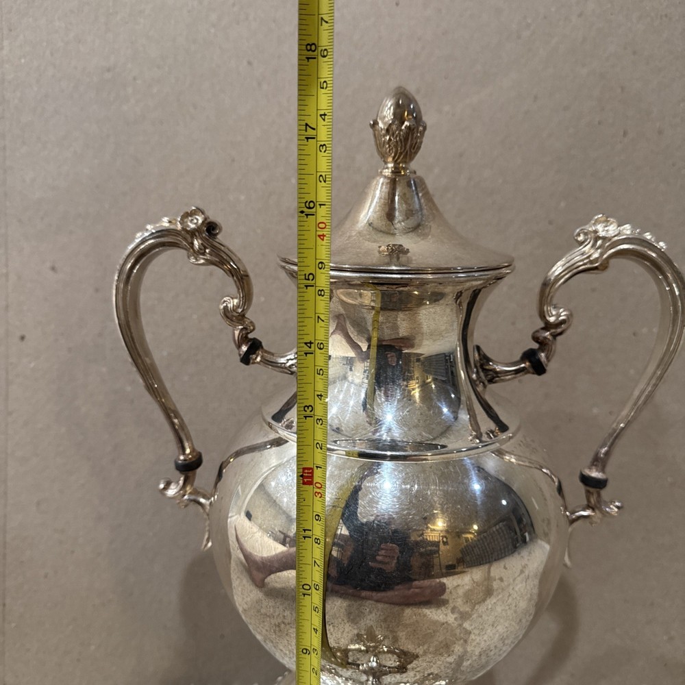 Silverplated (Silver On Copper) Teapot / Coffee Urn w/ Burner