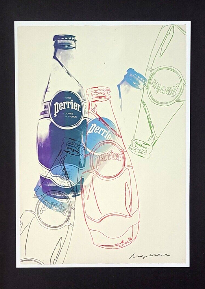 ANDY WARHOL + SIGNED 1984 "PERRIER" PRINT MOUNTED & FRAMED + BUY IT NOW!