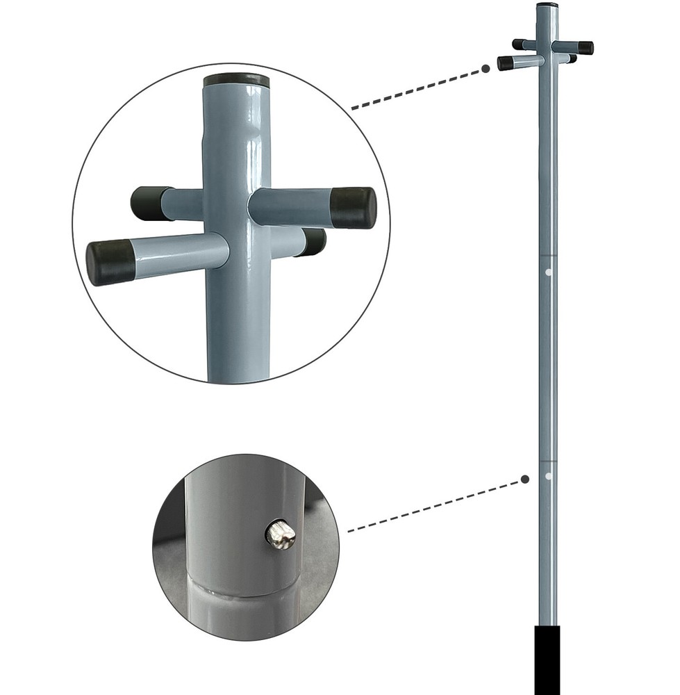 Galvanized 2.4m Washing Line Post Pole Heavy Duty Clothes Support With Socket