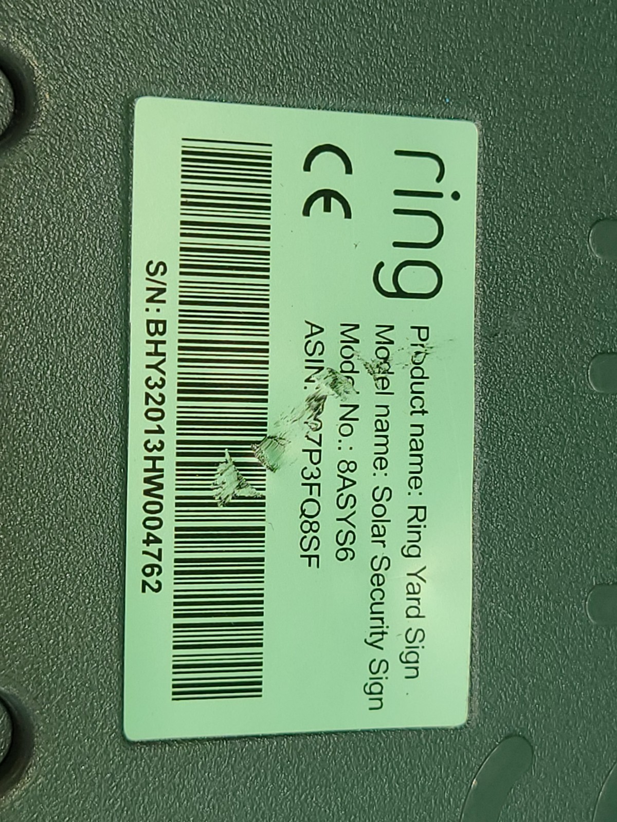 Ring Solar Security Sign Illuminated & Solar Powered (sign only)