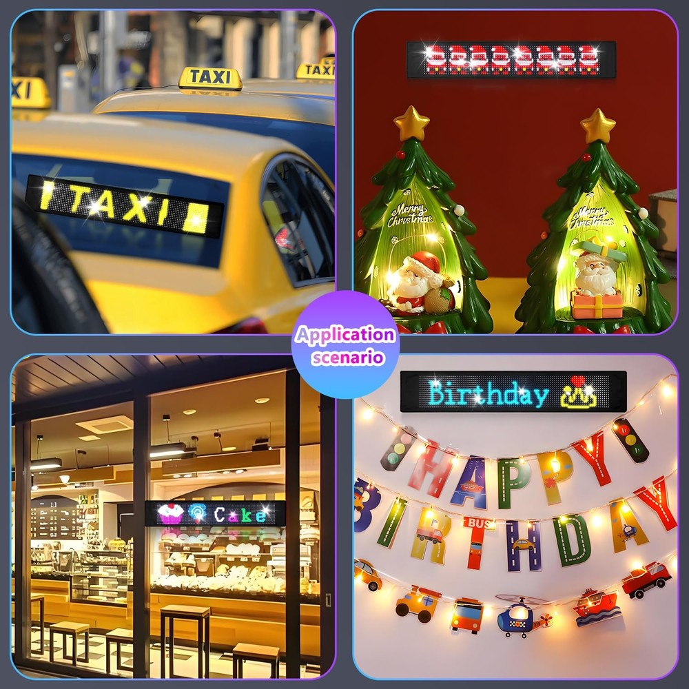 LED Sign 23"x5" Programmable w/ Bluetooth App Control - Huge Bright RGB