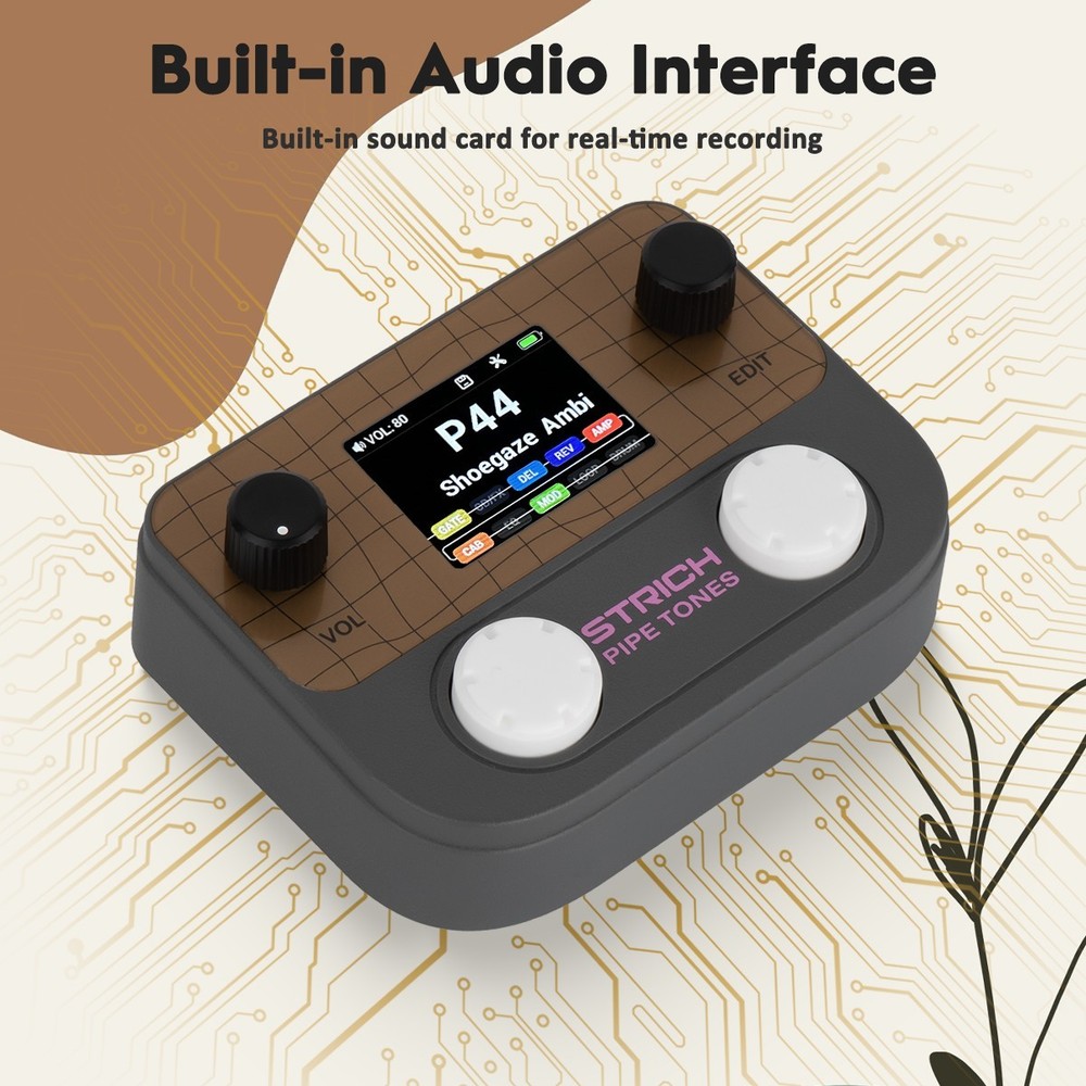 STRICH Pipe Tones Pocket Multi-Effects Processor with Foot Pedal (Dark Gray)