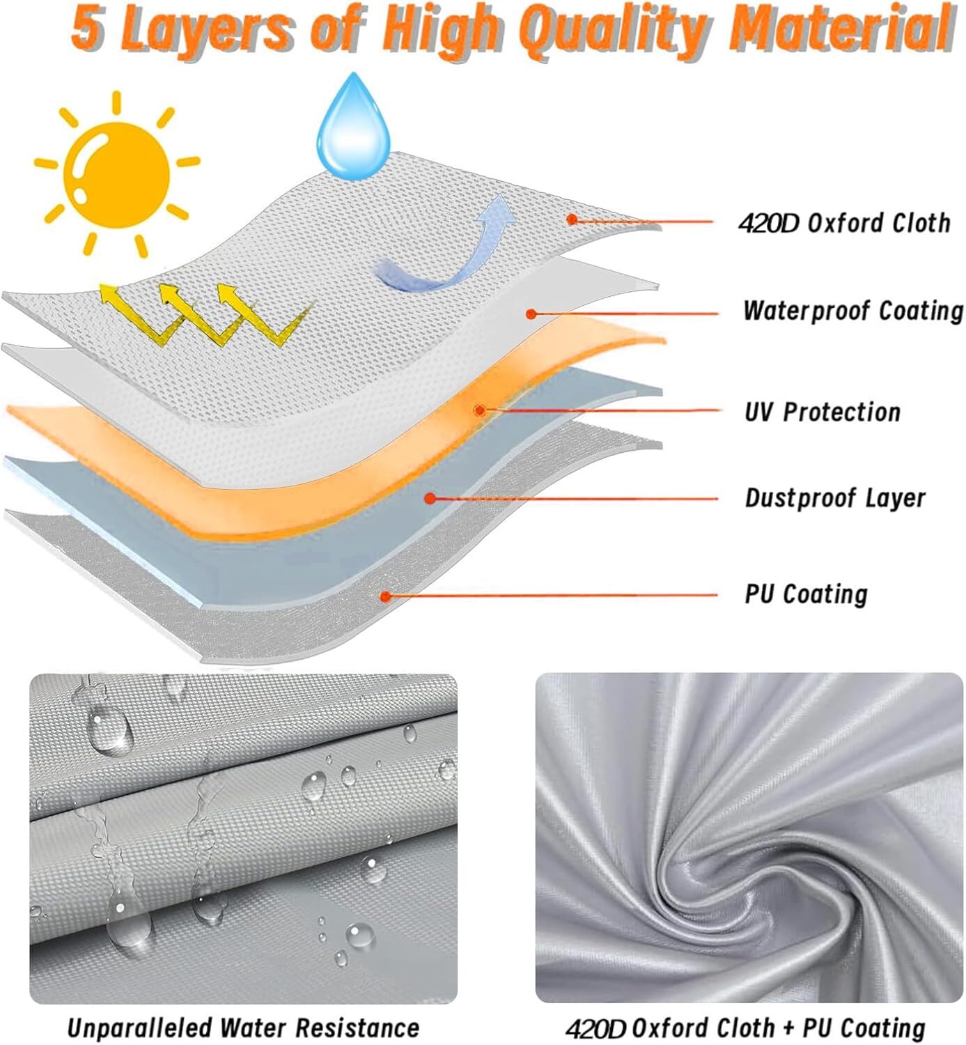 420D Universal 210 inch Waterproof Pickup Truck Car Cover All Weather Protection