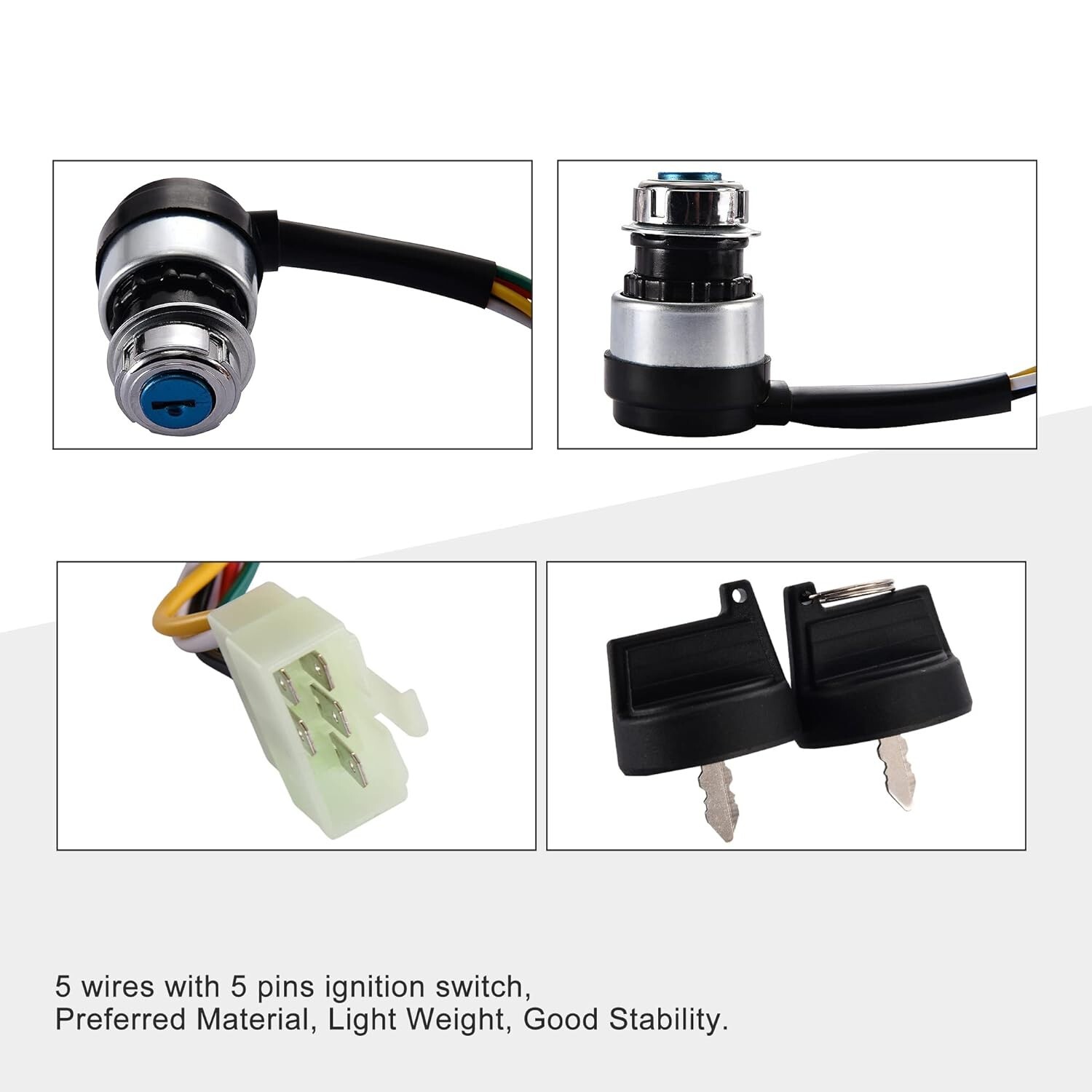 Ignition Key Switch Go Kart ATV UTV 5 Pin Wire Chinese 50cc 150cc 250cc Sunl