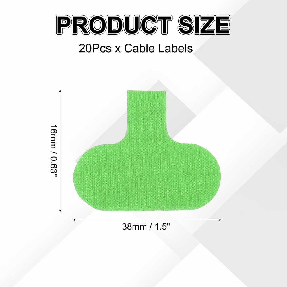 Cable Labels, 20Pcs Waterproof Cable Tag Writable Wire Labels, Green