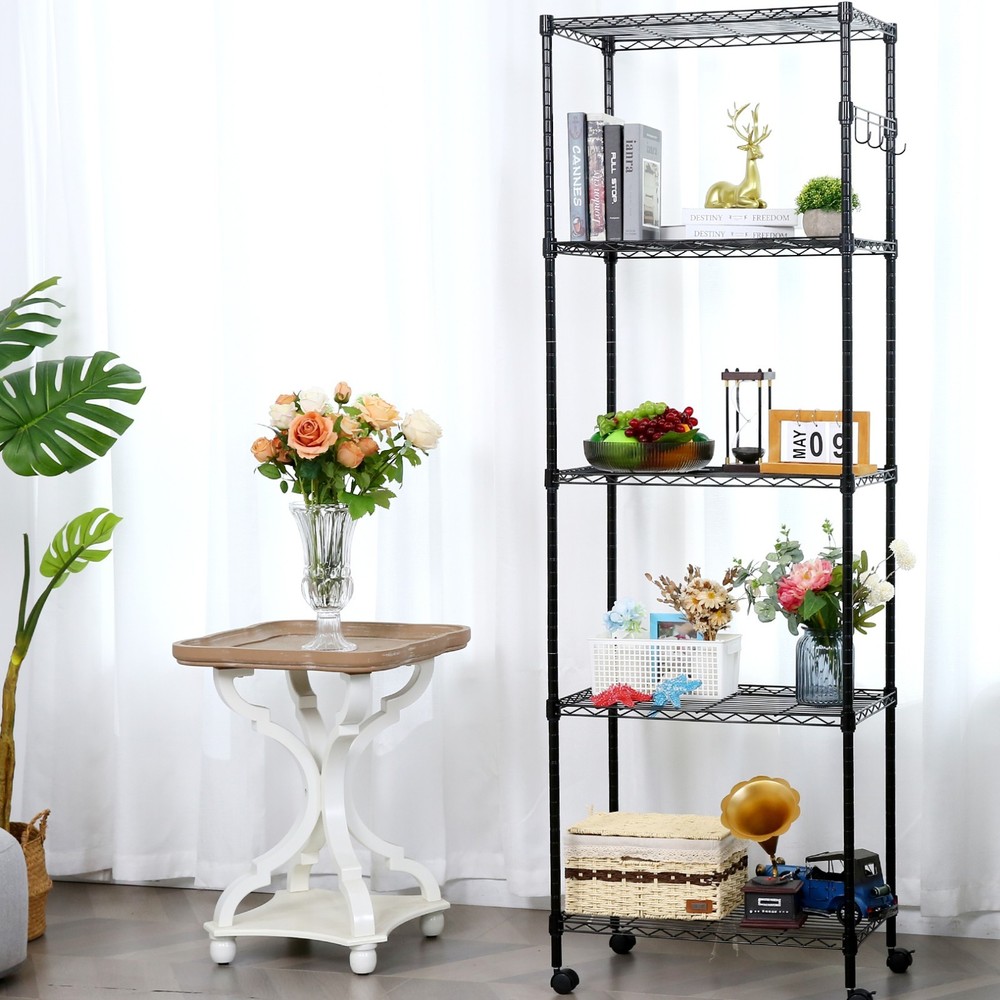 3Types Metal Shelves with Lockable Wheels DurableAdjustable Storage Rack Shelves