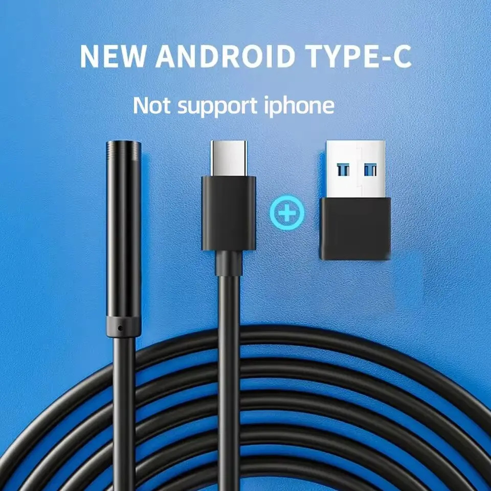 7.0MM TYPE-C Endoscope Camera IP67 Waterproof 6 Leds Adjustable USB Android Flex