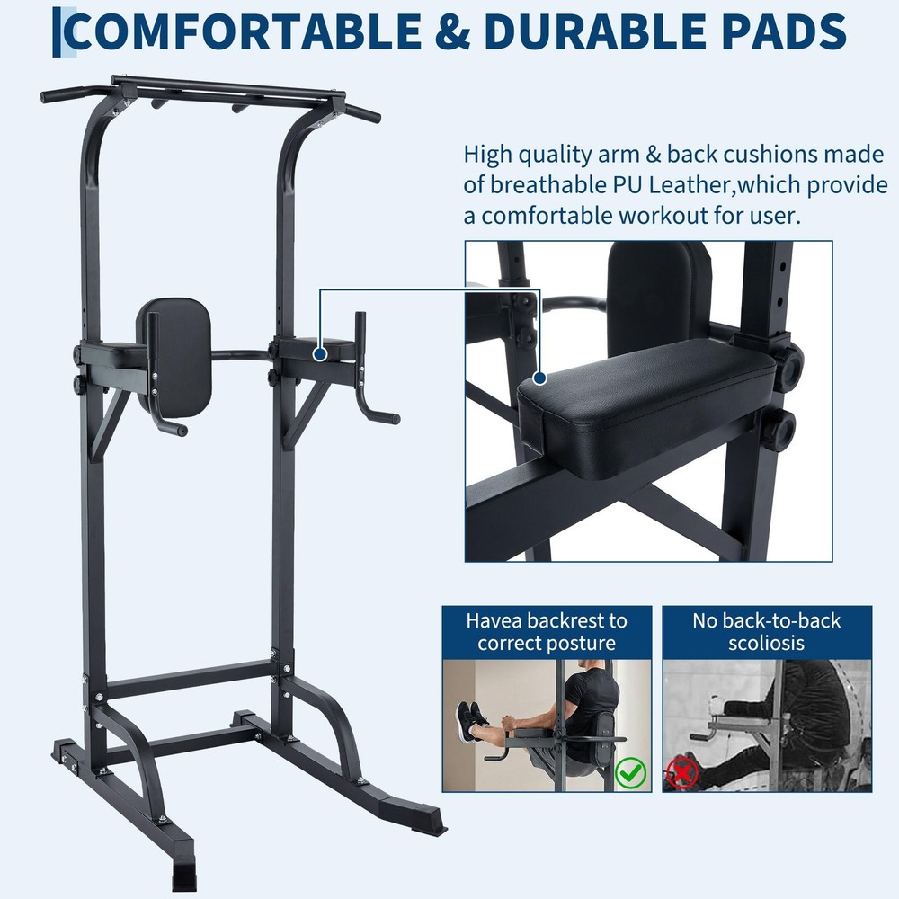 Adjustable Power Tower Pull Up Bar Dip Station Multi-Function Home Gym Workout