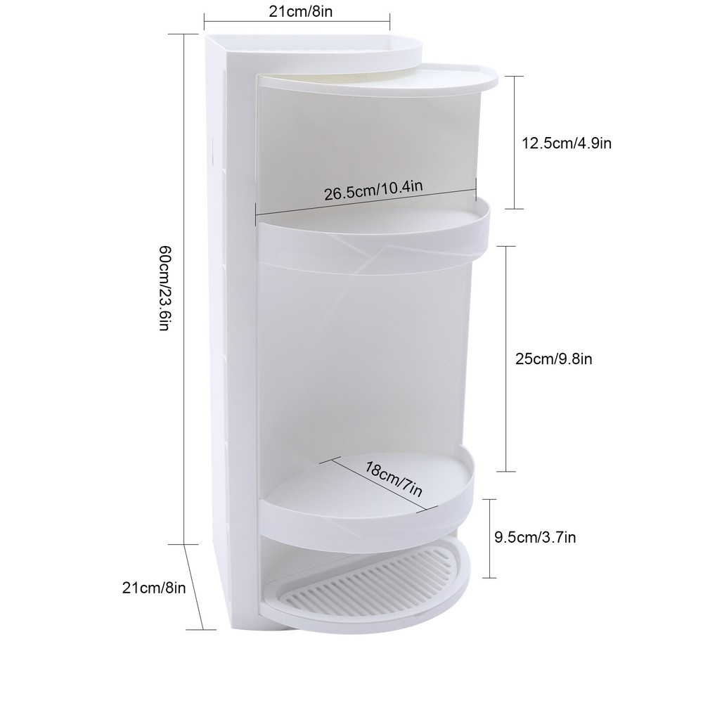 Corner Shelf 360 Rotating Triangle Rack Bathroom Storage Holder Organizer Shelf