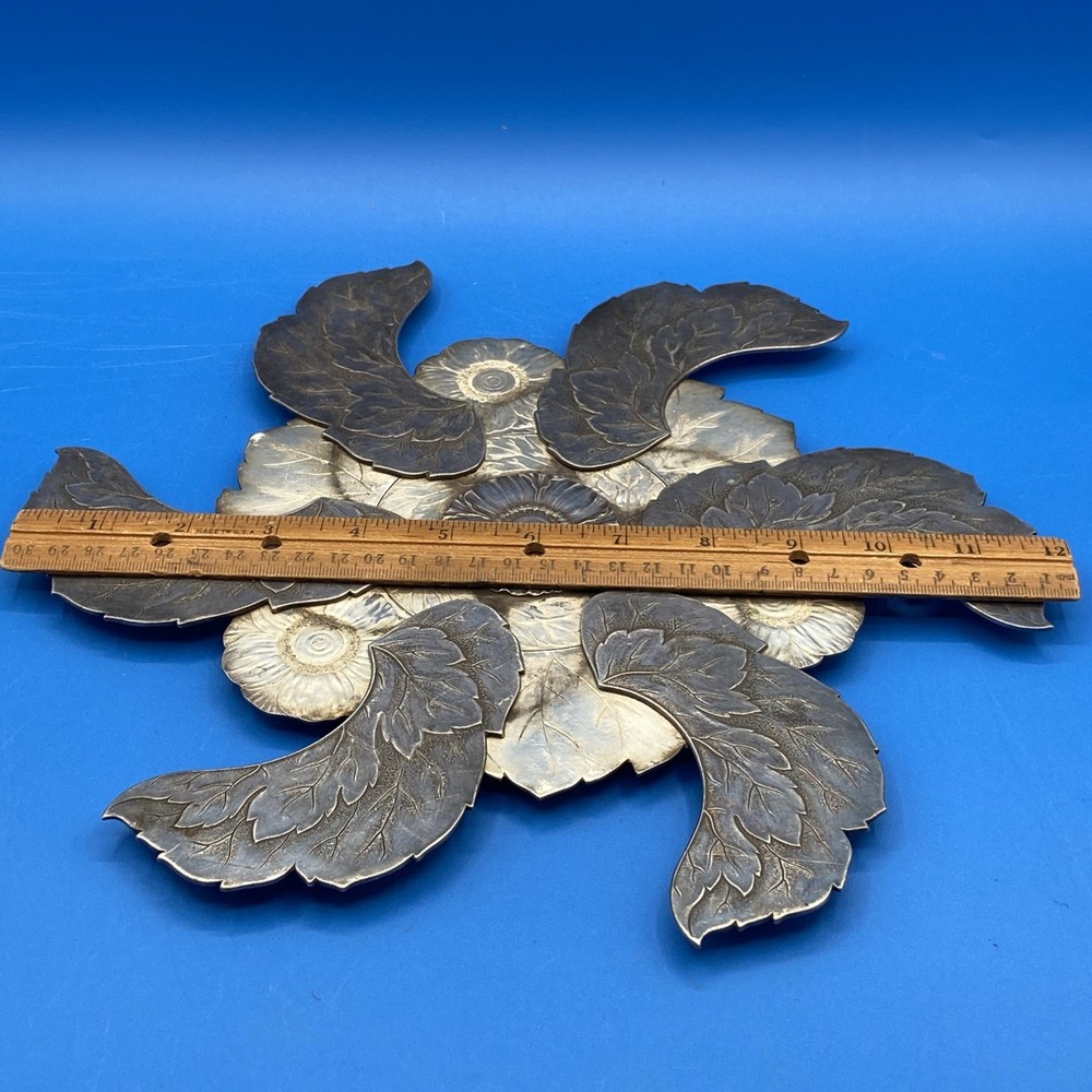 Gorham silverplate vintage TRIVET expandable unique Sunflower 8.75" to 12" #0942