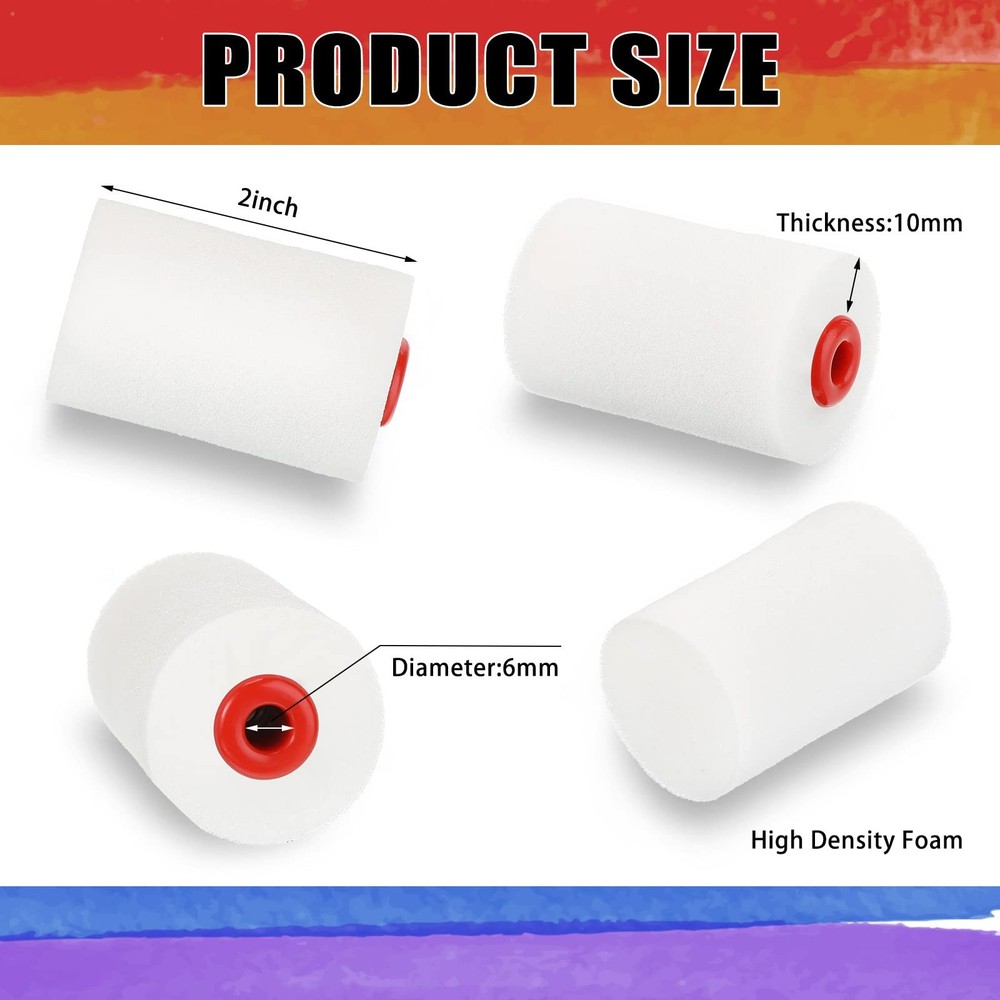 40 Pcs 2 Inch Mini Paint Roller Foam Covers Small High Density...